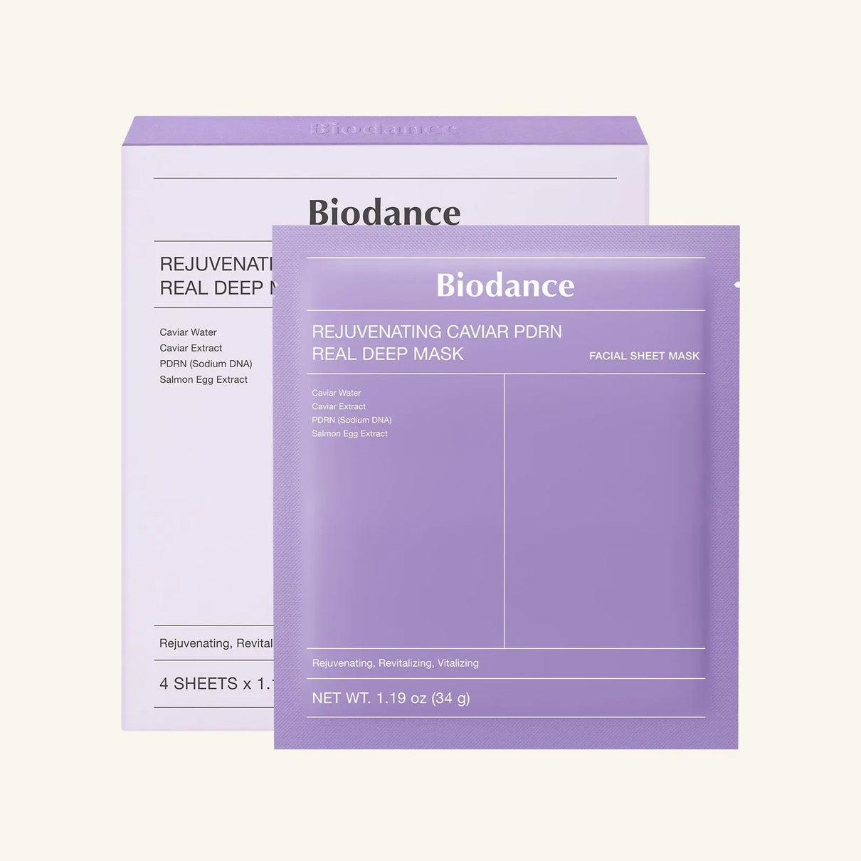 BIODANCE Rejuvenating Caviar PDRN Real Deep Mask 34g 4 pcs - JOLIE'S