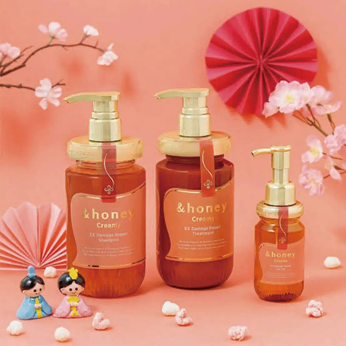 & Honey Creamy EX Damage Repair Shampoo, Treatment & Hair Oil Set - JOLIE'S